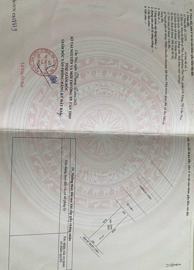 BÁN NỀN TRỤC CHÍNH ĐƯỜNG A2 ( BÙI QUANG TRINH ) KDC PHÚ AN, P PHÚ THỨ, Q CÁI RĂNG, TP CẦN THƠ.