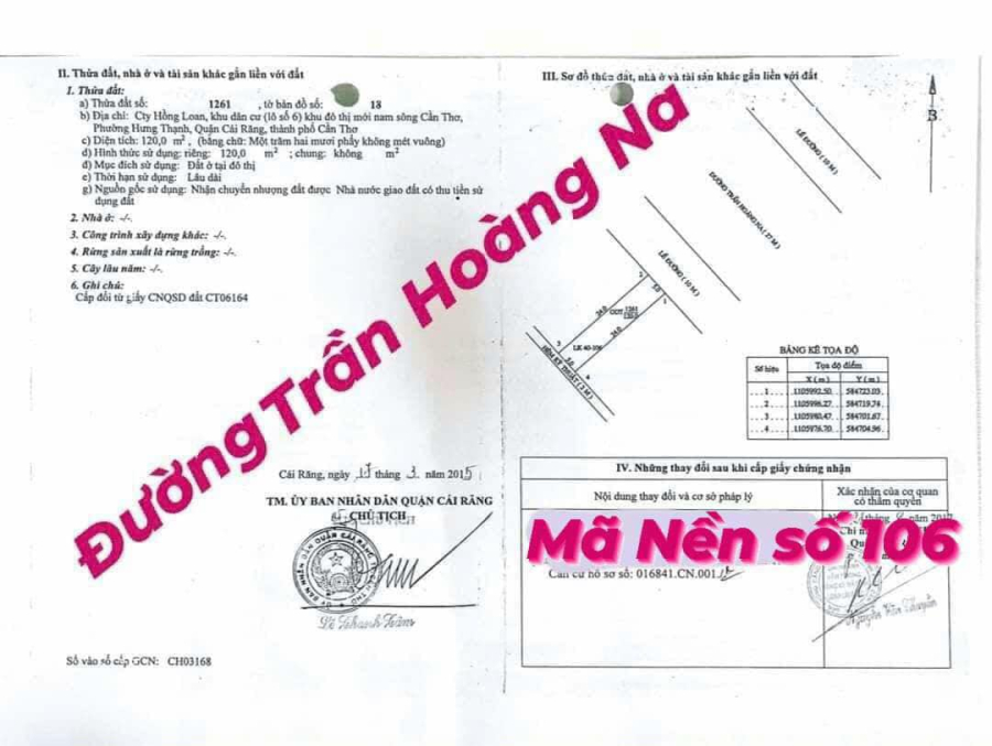 BÁN NỀN ĐƯỜNG TRẦN HOÀNG NA - KHU DÂN CƯ HỒNG LOAN - HƯNG THẠNH - CÁI RĂNG - CẦN THƠ